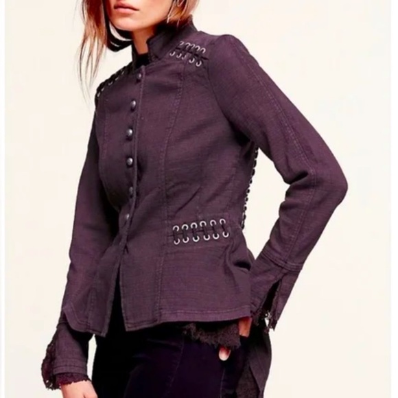 Free People Victorian Lace Trim Jacket - Picture 2 of 10